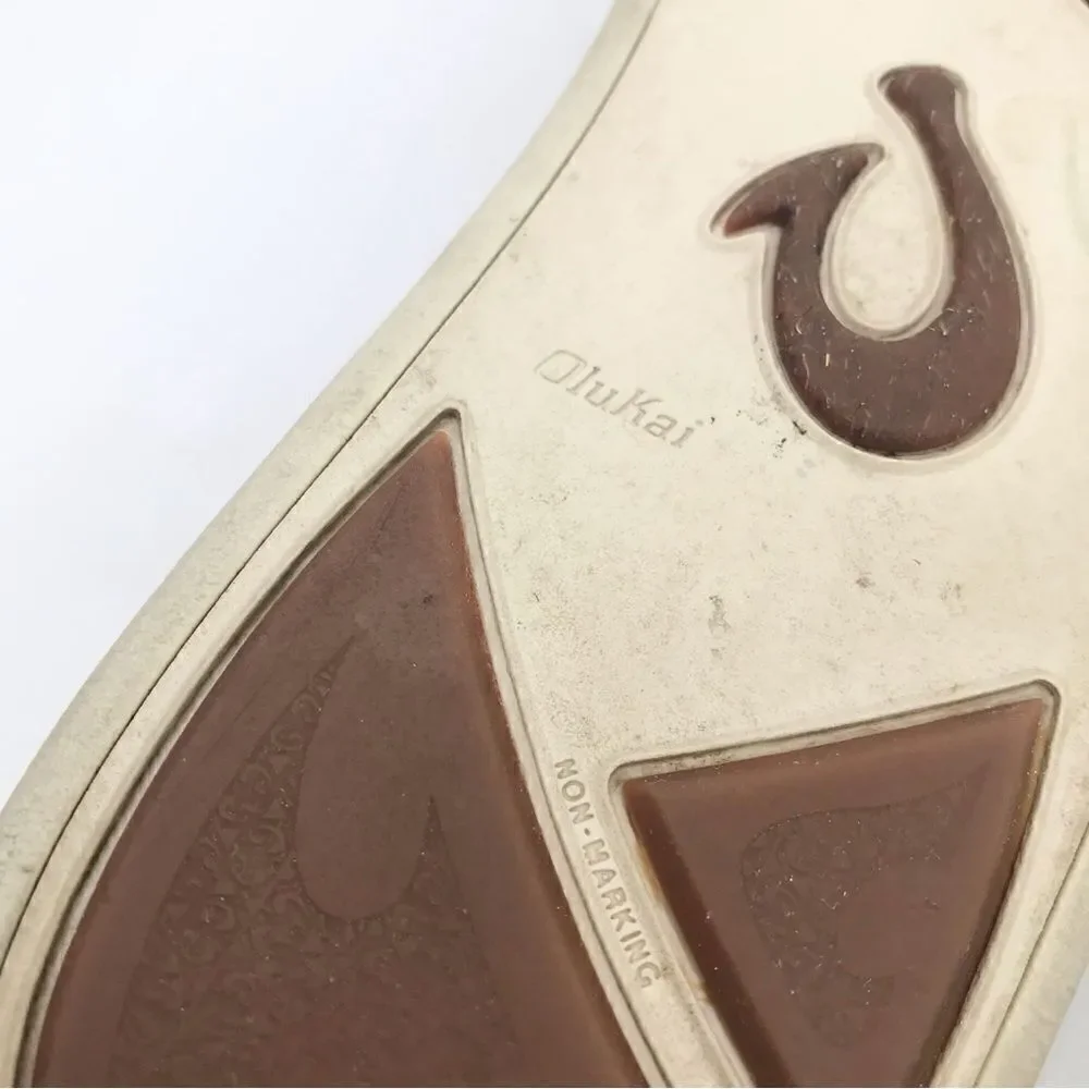 OluKai NALUKAI Brown Leather Slip On Casual Loafers